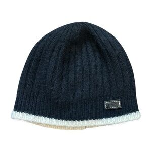 COACH Wool/Rabbit Angora/Cashmere/Rayon Knit Beanie Winter Cap Black Youth O/S